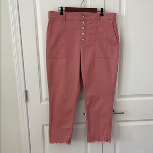 LOFT Pink Button-Fly Cropped Pants
